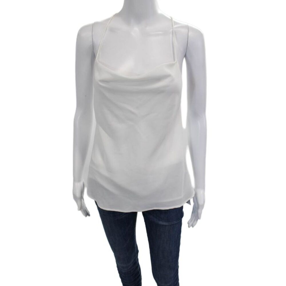 Decker Women White Camisole Tie Solid Polyester Sleeveless Size M